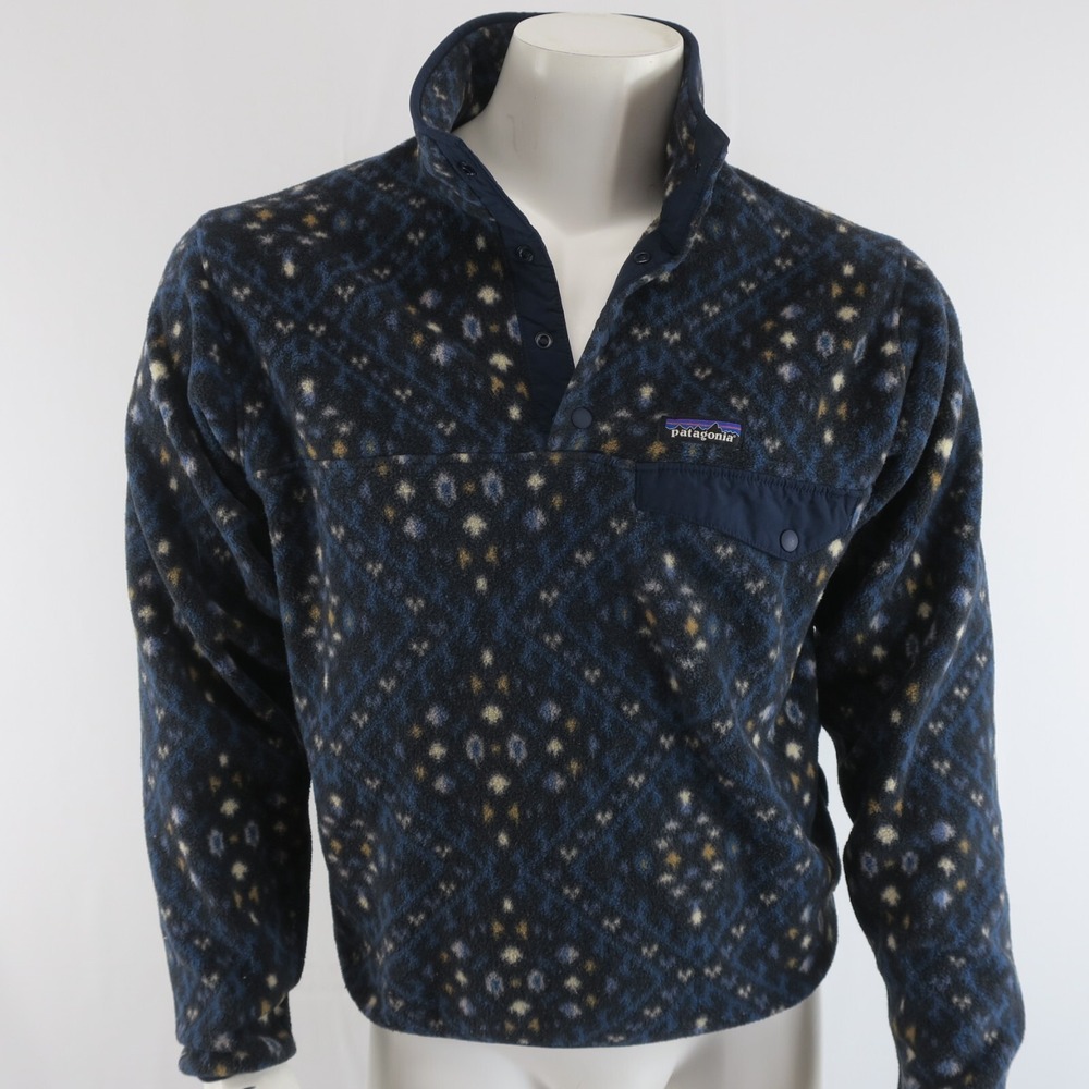 Patagonia Navy Blue Patterned Snap-T Fleece Pullover